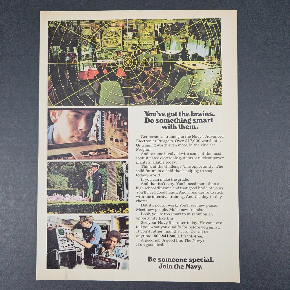 1974‎ US Navy Advanced Electronics Program Vintage Print Ad Military Soldiers
